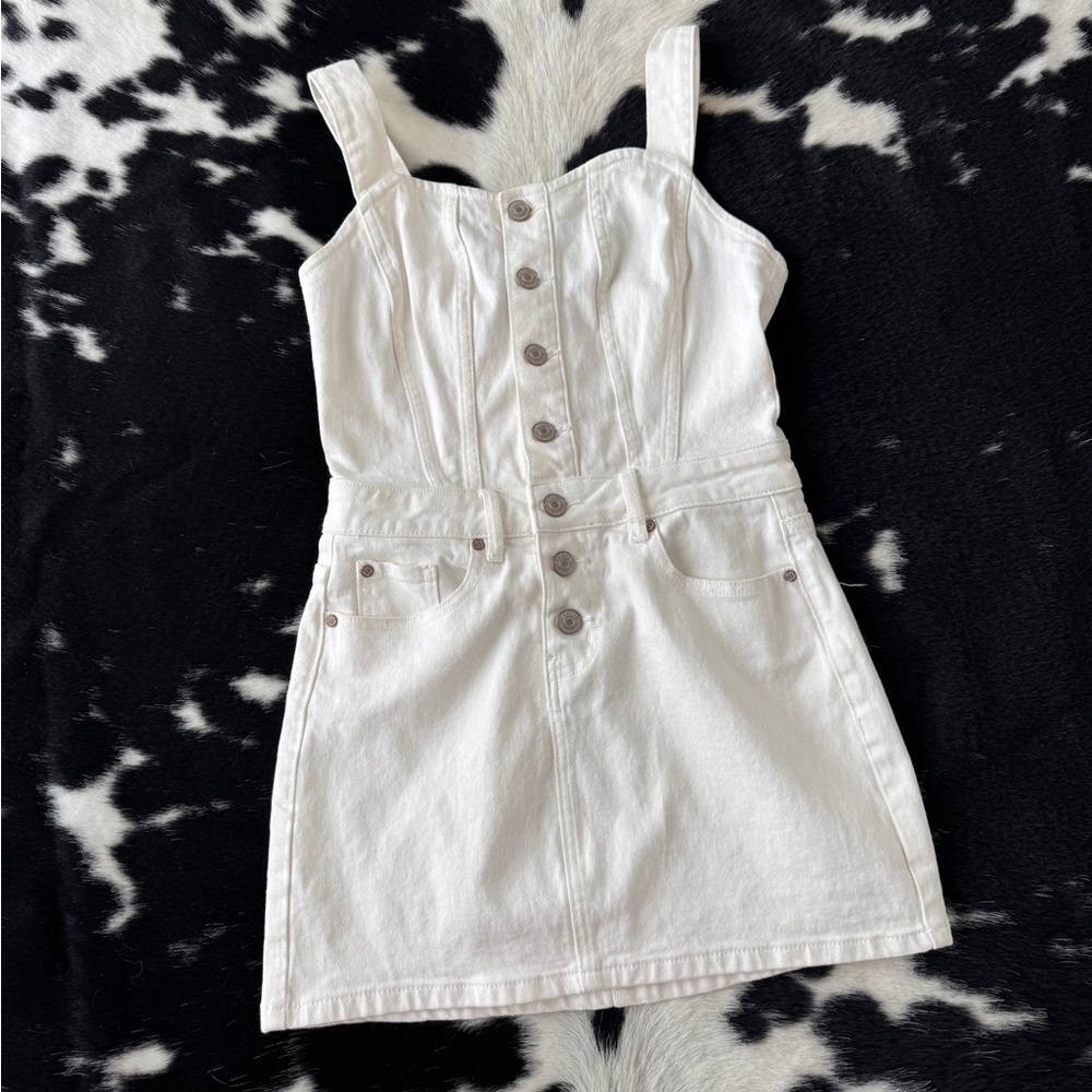 Shyanne White Denim Overall Dress